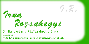 irma rozsahegyi business card